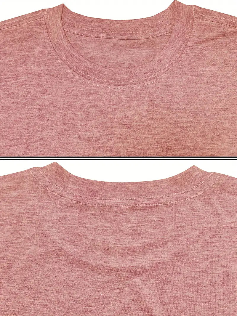 Close-up of a pink t-shirt with a visible seam on a white background