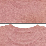 Close-up of a pink t-shirt with a visible seam on a white background