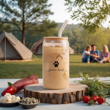 Forever Loved Paw Print Glass Tumbler
