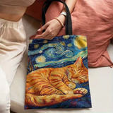 Orange Cat Starry Night Tote Bag