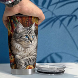 Tabby Cat On Quilt Stainless Steel Tumbler