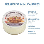 Pet House Mini Candle with label and text on a white background