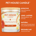 Pet House Candle jar with apple cider flavor on an orange background