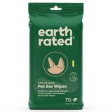 Green package of earth rated pet ear wipes on a white background