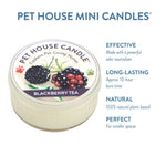 Pet House Candle container with blackberries on a white background