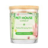 Pet House Candle with bamboo and watermint design on a white background