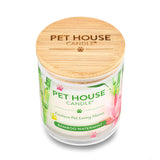 Pet House Candle with bamboo lid on a white background