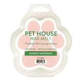 Pet House Wax Melt packaging with pink melts and green text on a white background