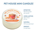 Pet House Mini Candles Caramel Latte with product details on a white background