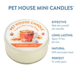 Pet House Mini Candles Caramel Latte with product details on a white background