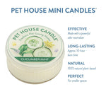 Pet House Candle with cucumber mint flavor on a white background