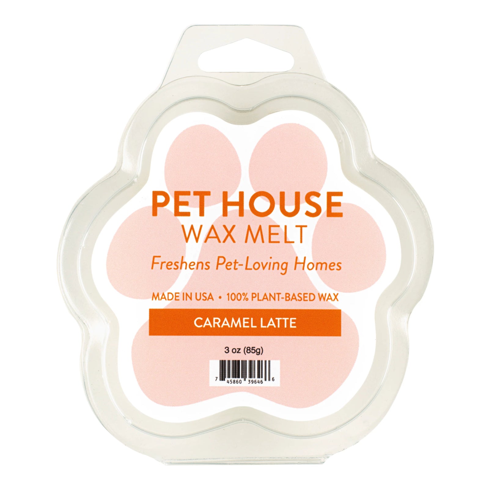 Pet House Wax Melt packaging with paw print design on a white background