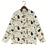 Flannel shirt with animal pattern on a hanger against a white background