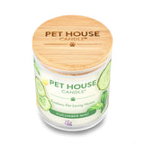 Pet House Candle with cucumber mint flavor on a white background