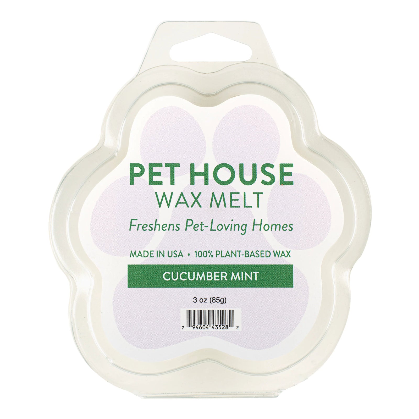 Pet House Wax Melt packaging with 'Cucumber Mint' flavor on a white background