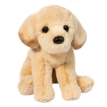 Plush toy dog on a white background