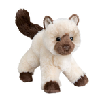 Plush toy resembling a white and brown animal on a white background