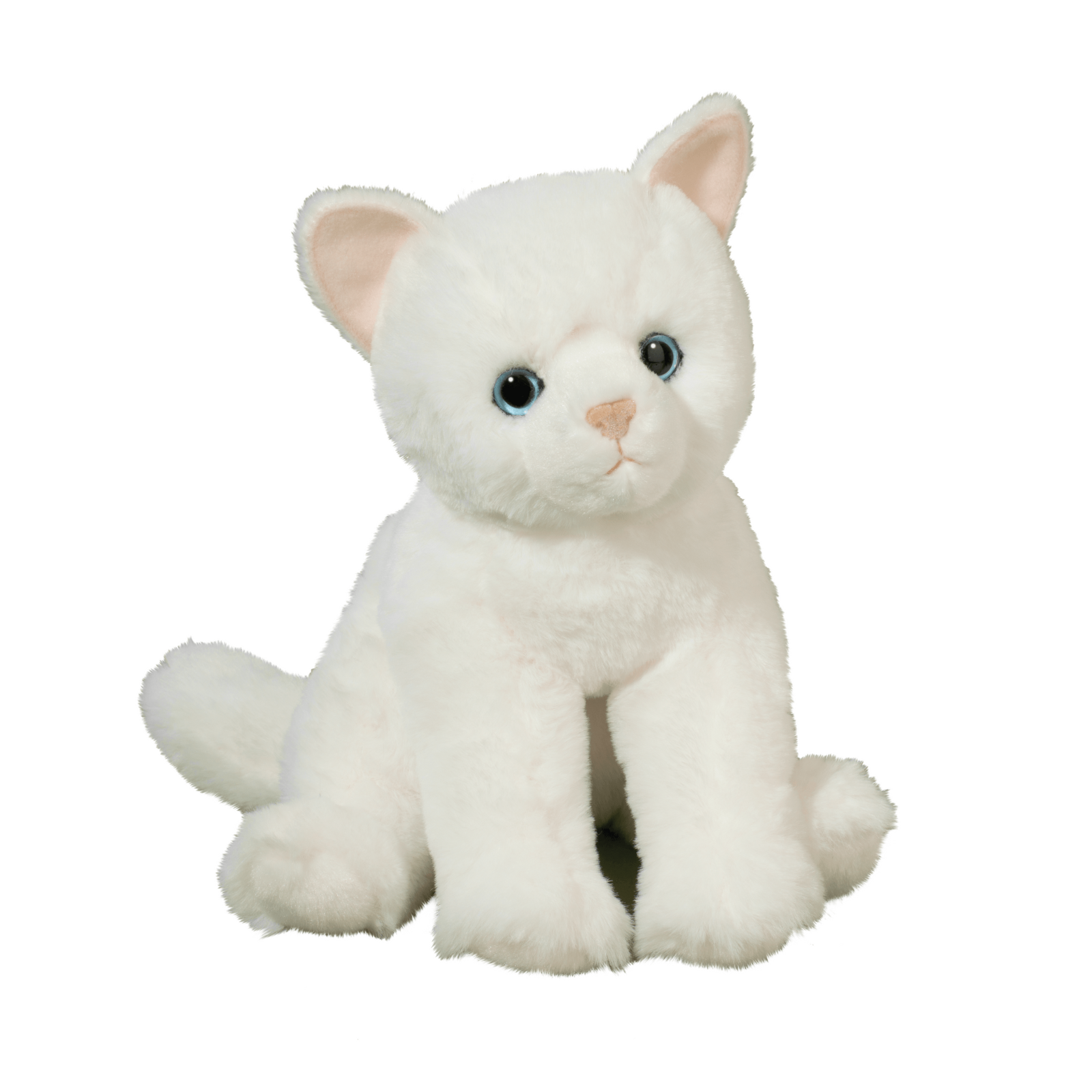 White plush cat toy on a white background