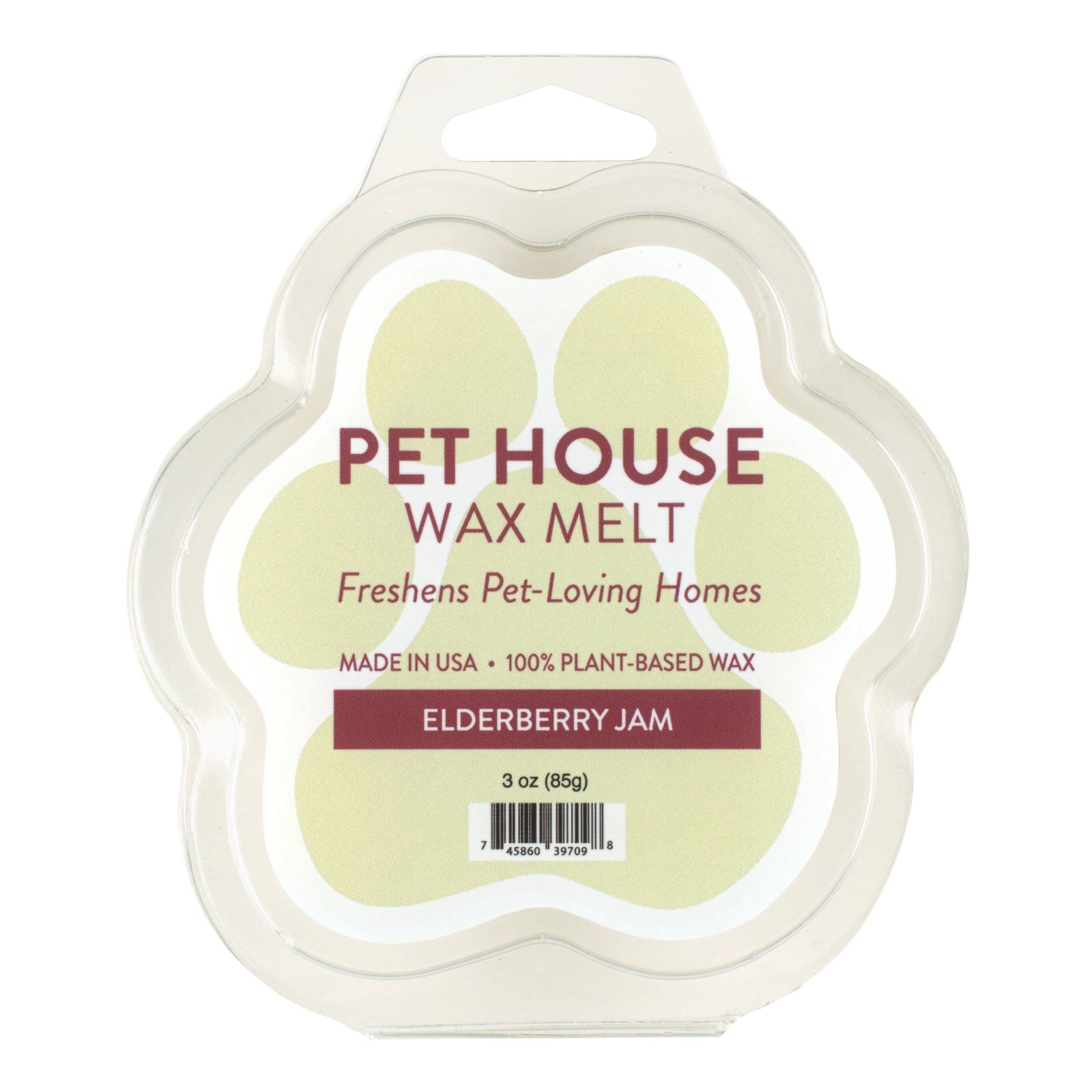 Pet House Wax Melt packaging with paw design on a white background
