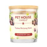 Pet House Candle with Elderberry Jam flavor on a white background
