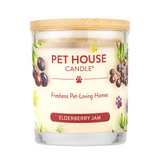 Pet House Candle with Elderberry Jam flavor on a white background
