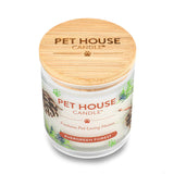 Pet House Candle with wooden lid on a white background