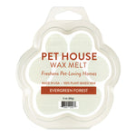 Pet House Wax Melt packaging with 'Evergreen Forest' scent on a white background