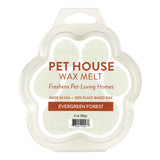 Pet House Wax Melt packaging with 'Evergreen Forest' scent on a white background