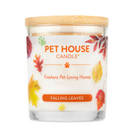 Pet House Candle with 'Falling Leaves' scent on a white background