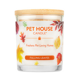 Pet House Candle with 'Falling Leaves' scent on a white background