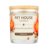 Pet House Candle with 'Fireside' scent on a white background