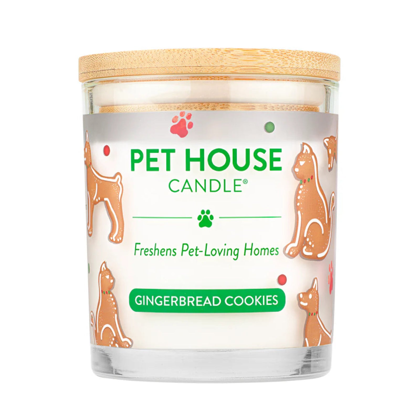 Pet House Candle with gingerbread cookies scent on a white background