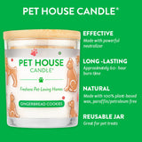 Pet House Candle with gingerbread cookies scent on a green background
