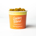 Container of 'Golden Blend' whole food supplement for dogs on a white background