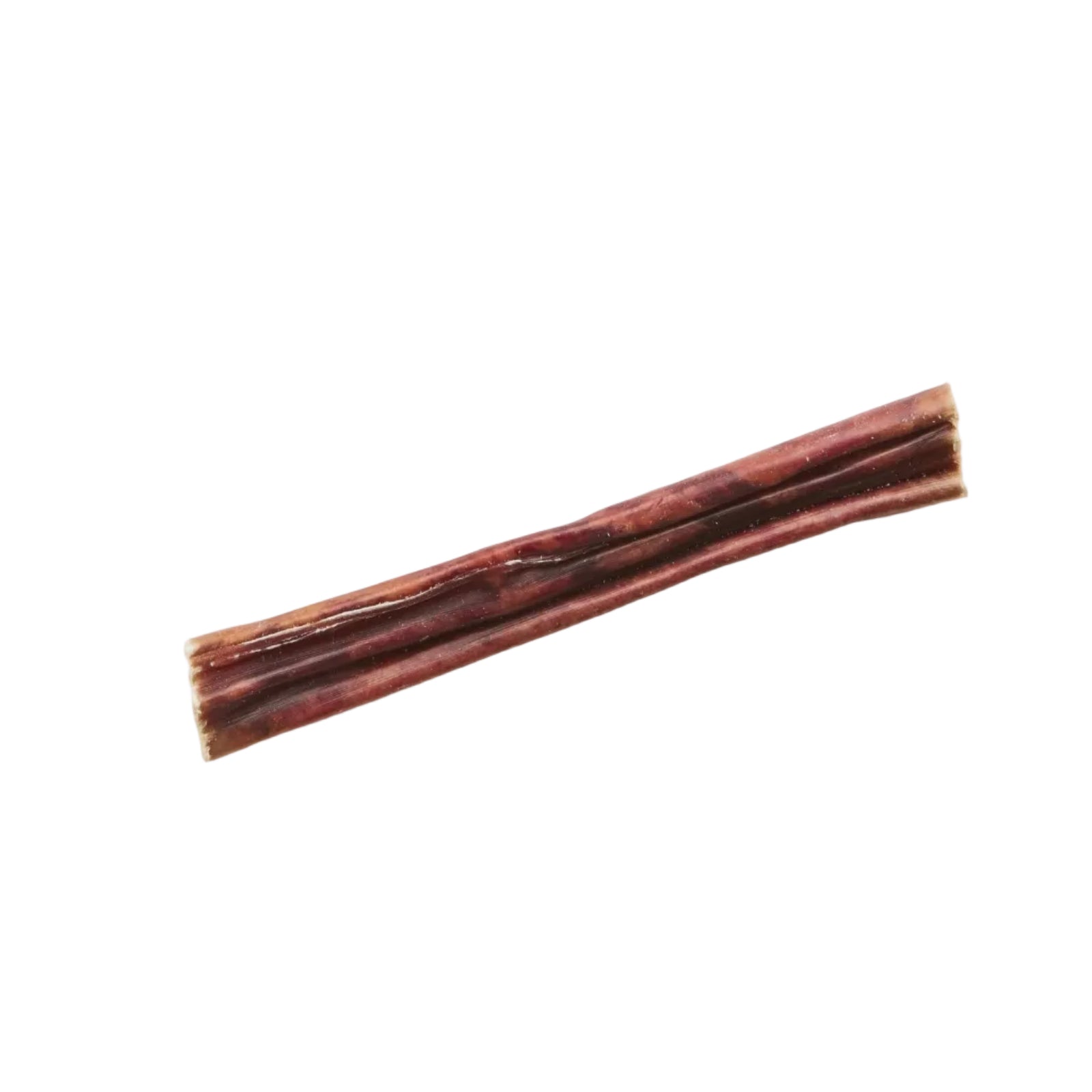 A 6-inch Natural Farm Beef Gullet Stick intended as dog treats.