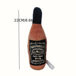 Plush toy shaped like a bottle with 'Jack Daniel's' branding, featuring a measurement label on a white background.