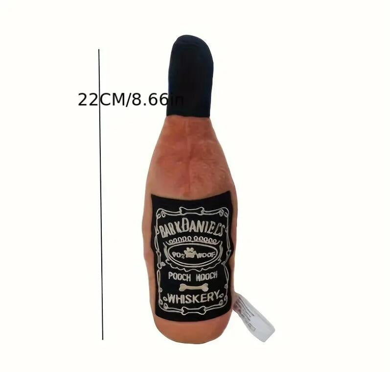 Plush toy shaped like a bottle with 'Jack Daniel's' branding, featuring a measurement label on a white background.