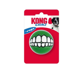 Kong Grinz dog toy packaging with a red background and visible Kong logo.