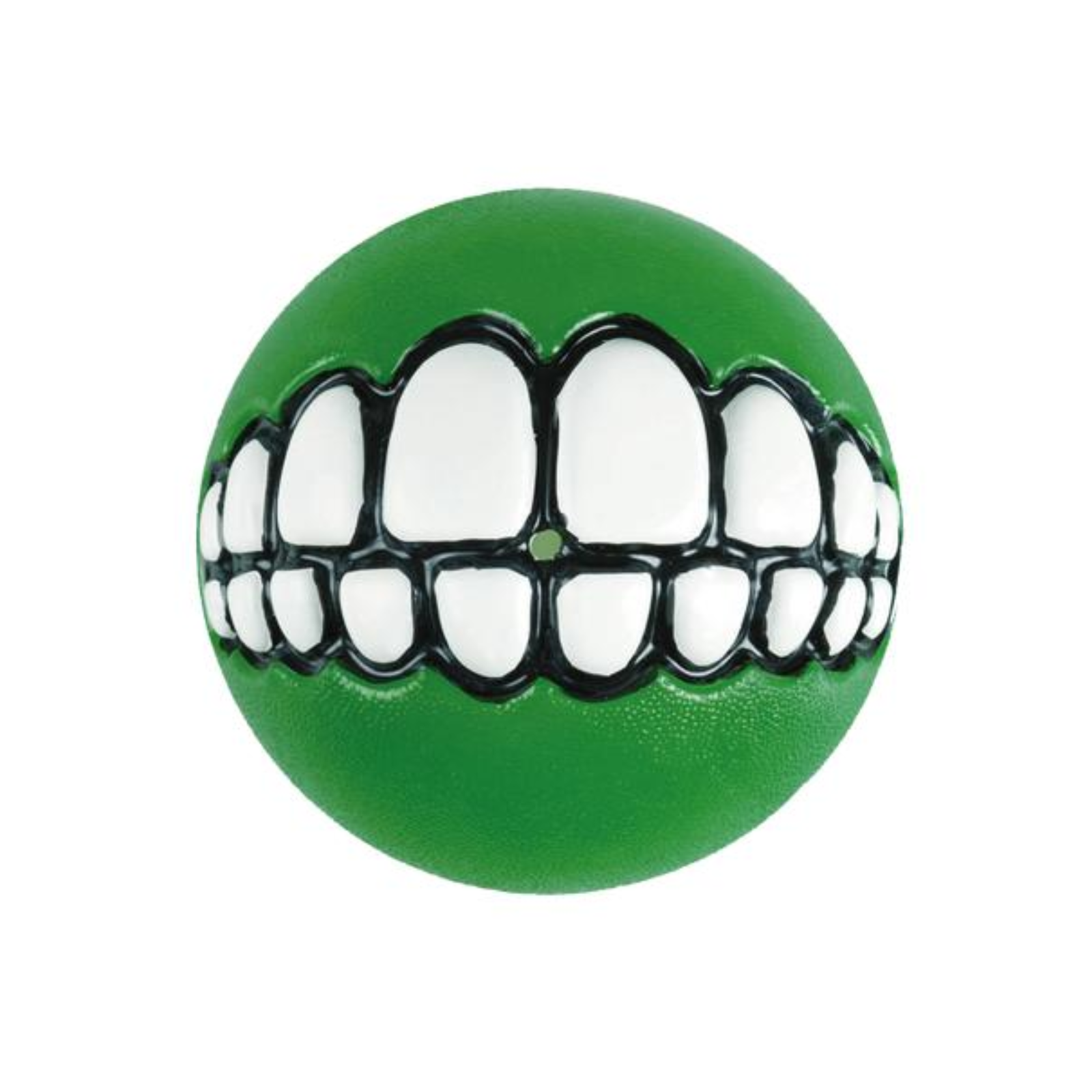 Green ball with white teeth design on a white background