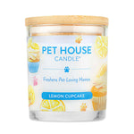 Pet House Candle with lemon cupcake design on a white background