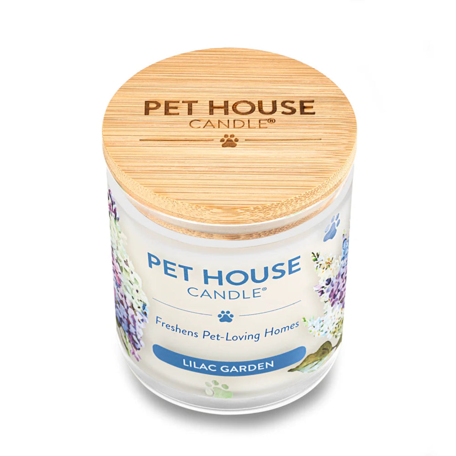 Pet House Candle with a wooden lid on a white background