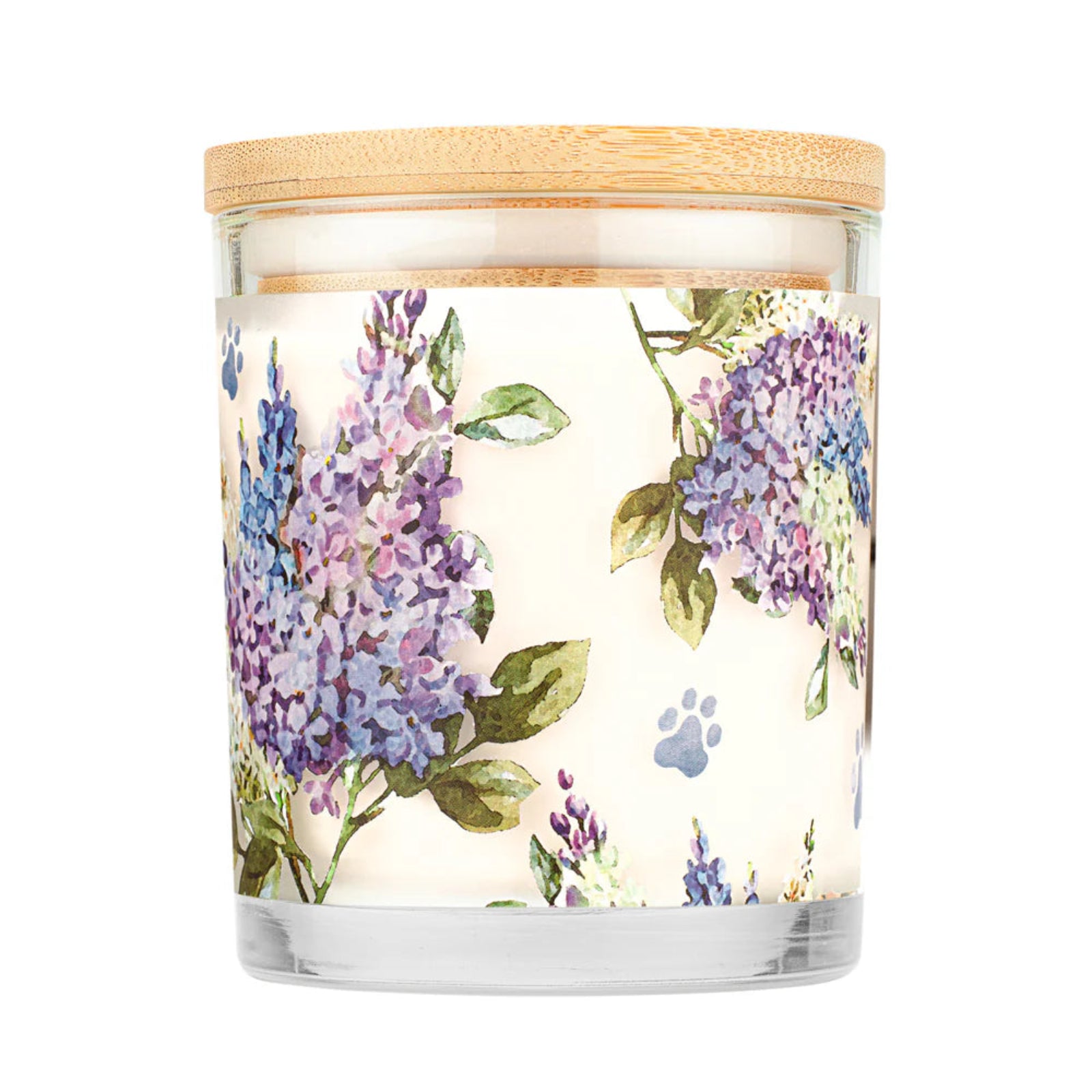 Candle with floral design on a white background
