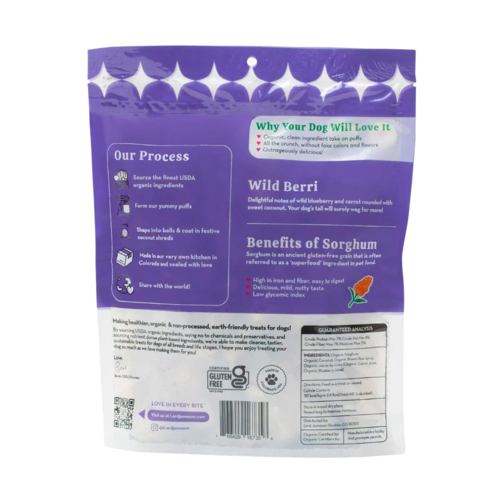 Back view of a pet food package with text and branding on a white background