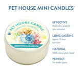 Pet House Mini Candle with Mediterranean Sea fragrance on a white background