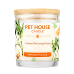 Pet House Candle with Mandarin Sage fragrance on a white background