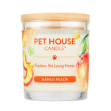 Pet House Candle with mango peach flavor on a white background