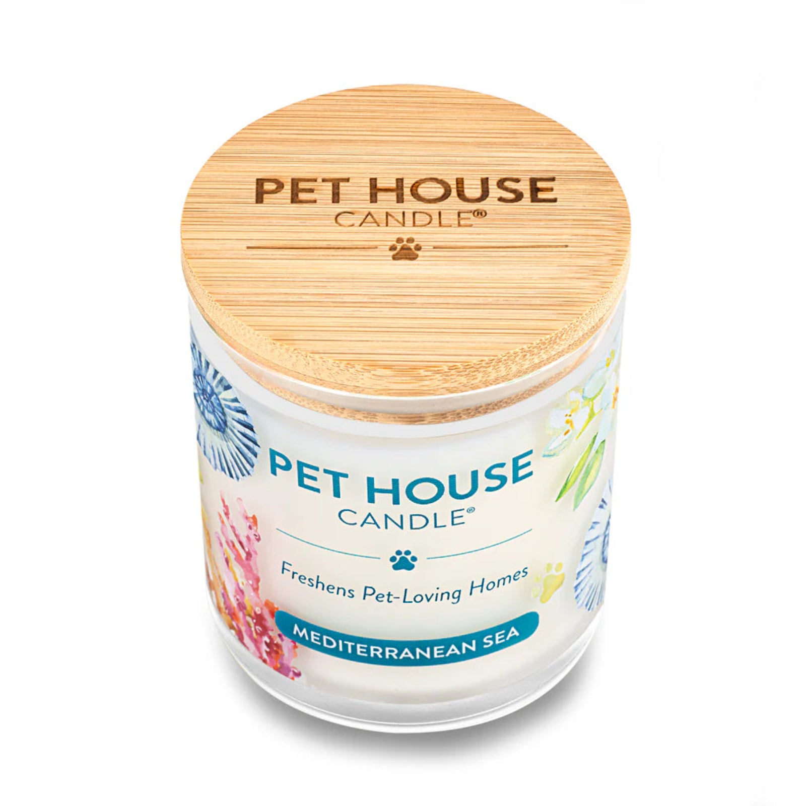 Pet House Candle with a wooden lid on a white background