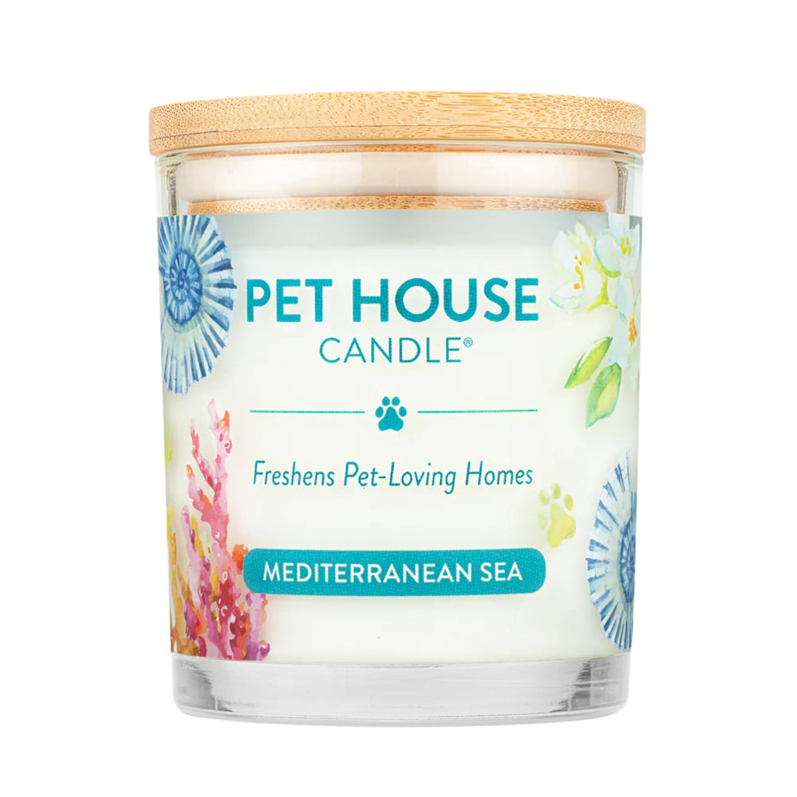 Pet House Candle with Mediterranean Sea scent on a white background