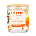 Pet House Candle with orange and spice design on a white background