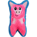 Pink plush toy with a pig design on a white background